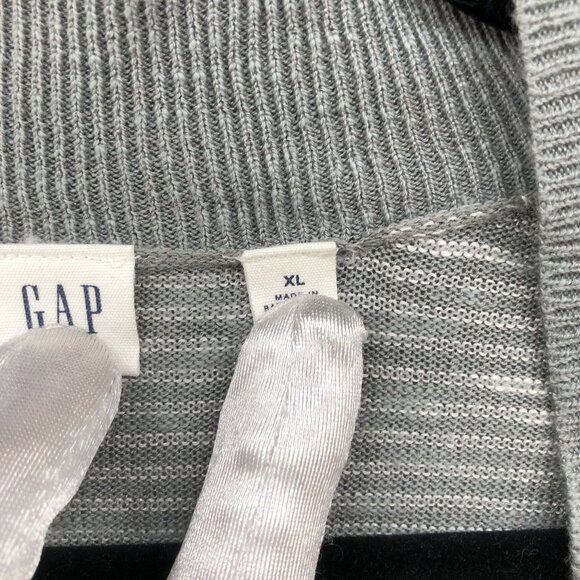 Gap Open Front Cardigan Womens XL Gray Striped Slub Knit Lightweight Side Vents - Picture 7 of 9